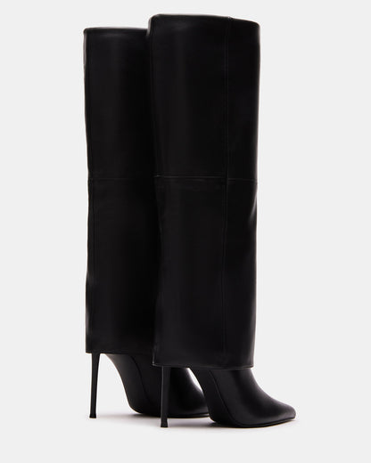 Steve Madden SMITH Black Leather Women's Cuffed Stiletto Boot