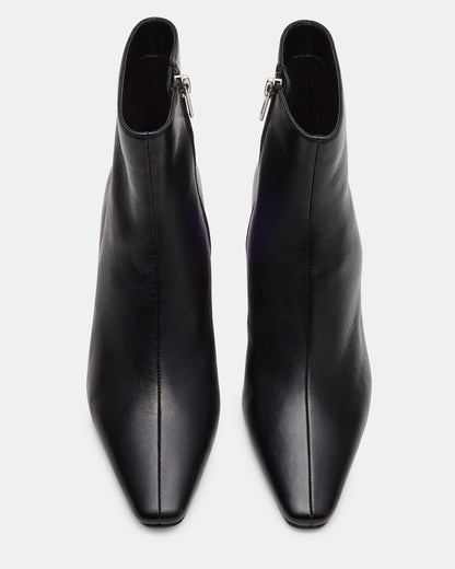 Steve Madden DELVIE Black Leather Kitten Heel Ankle Boot | Women's Booties