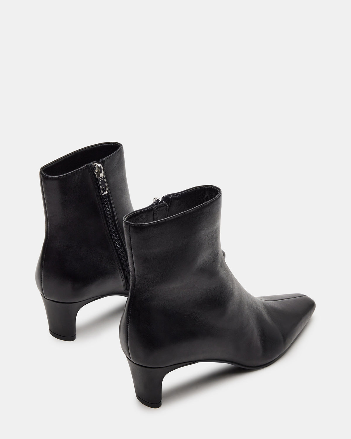 Steve Madden DELVIE Black Leather Kitten Heel Ankle Boot | Women's Booties