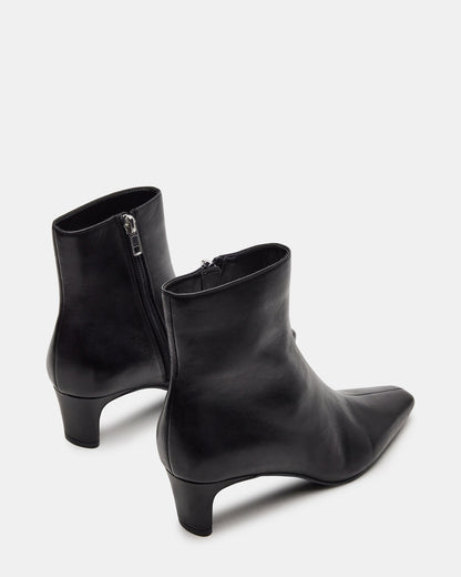 Steve Madden DELVIE Black Leather Kitten Heel Ankle Boot | Women's Booties