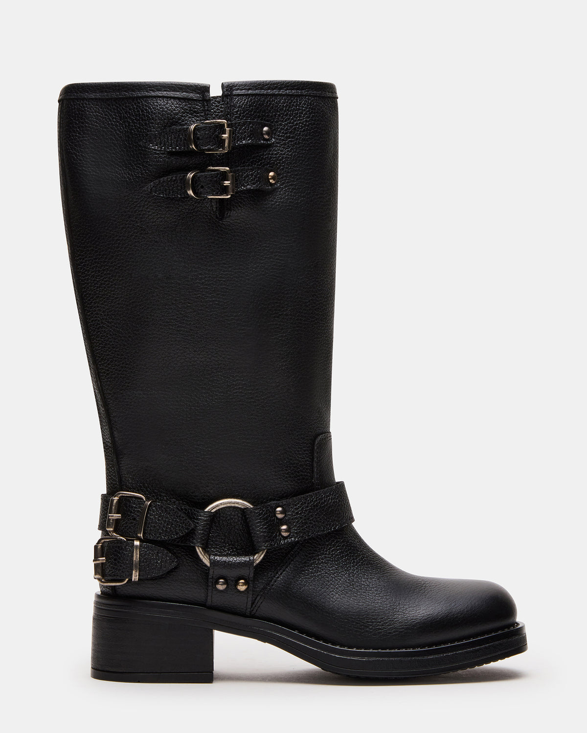 Steve Madden ASTOR Black Leather Wide Calf Knee-High Women's Boot