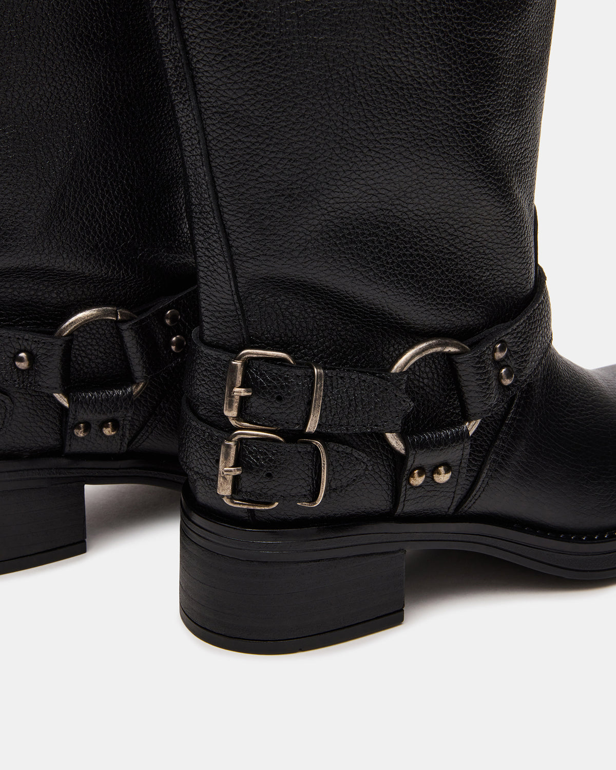 Steve Madden ASTOR Black Leather Wide Calf Knee-High Women's Boot
