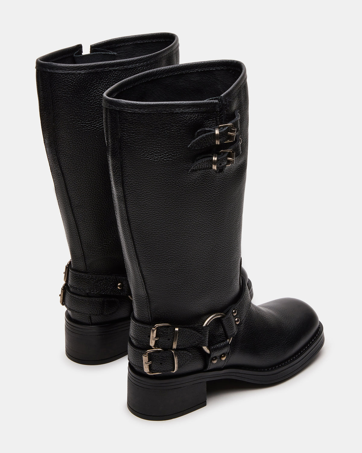 Steve Madden ASTOR Black Leather Wide Calf Knee-High Women's Boot