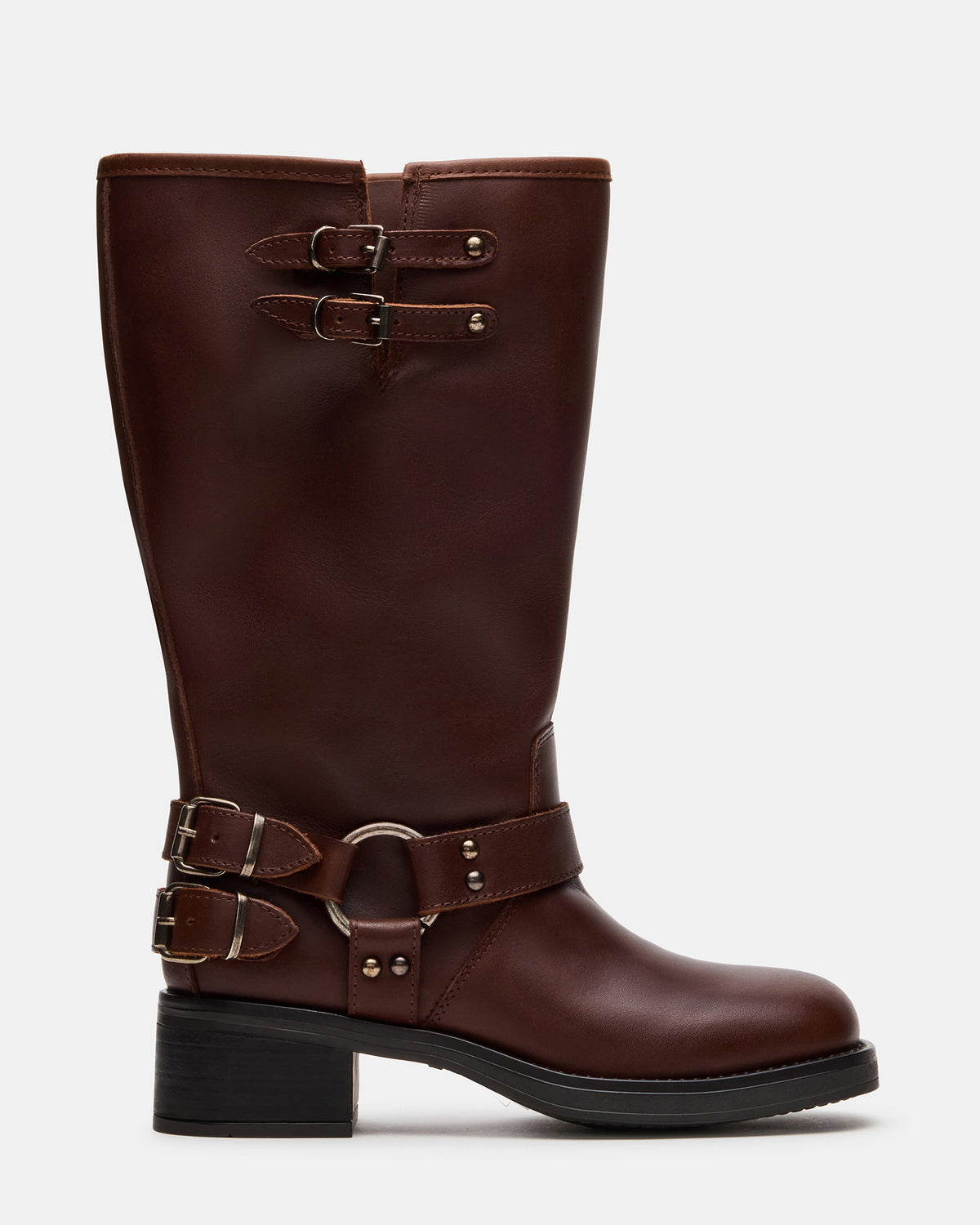Steve Madden ASTOR Brown Leather Wide Calf Knee-High Women's Boot