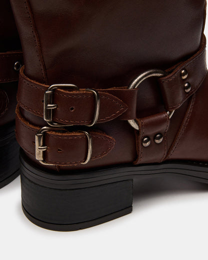 Steve Madden ASTOR Brown Leather Wide Calf Knee-High Women's Boot