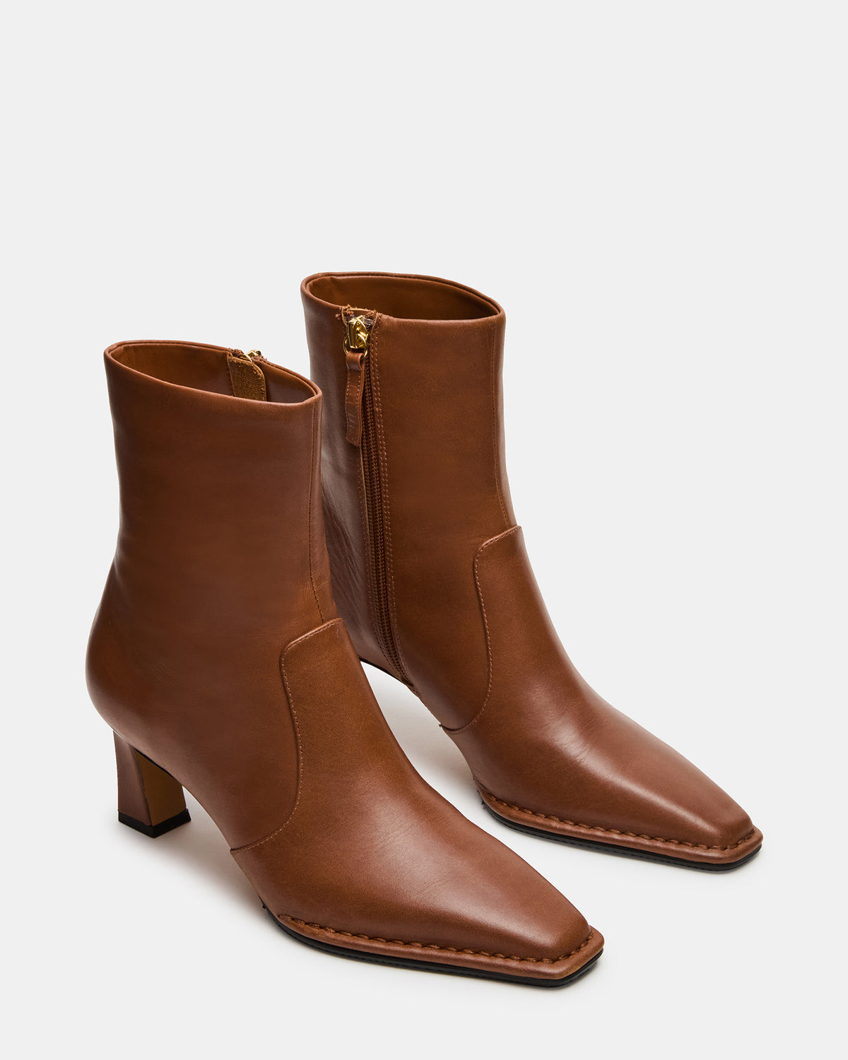 Steve Madden FARE Tan Leather Square Toe Women's Ankle Boot