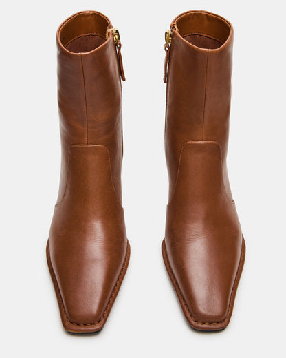 Steve Madden FARE Tan Leather Square Toe Women's Ankle Boot