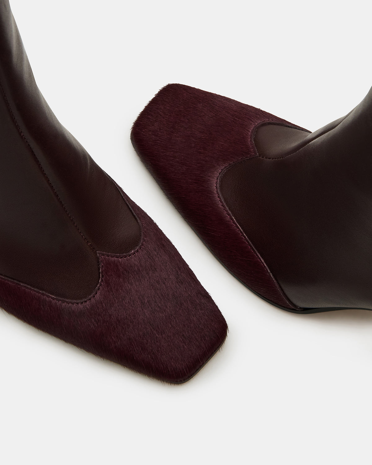 Steve Madden LYLE Burgundy Leather Square-Toe Heeled Women's Ankle Boot