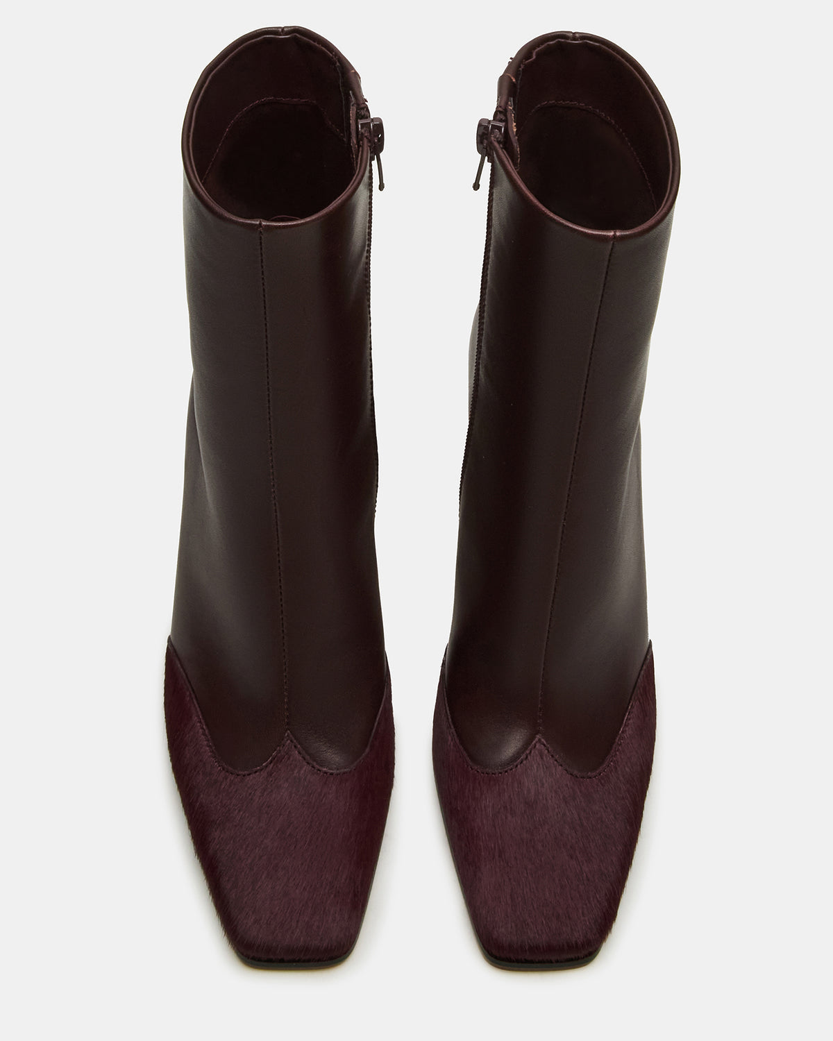 Steve Madden LYLE Burgundy Leather Square-Toe Heeled Women's Ankle Boot