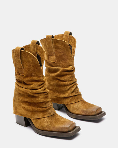 Steve Madden PIA Chestnut Suede Cuffed Boot | Women's Booties
