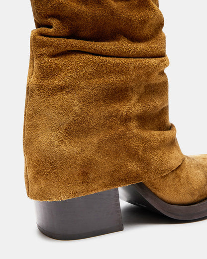 Steve Madden PIA Chestnut Suede Cuffed Boot | Women's Booties
