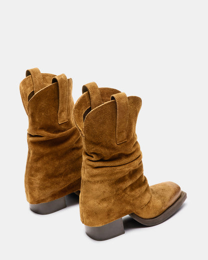 Steve Madden PIA Chestnut Suede Cuffed Boot | Women's Booties