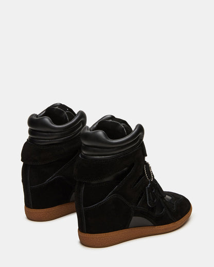 Steve Madden MAVIS Black Suede High-Top Velcro Women's Sneaker