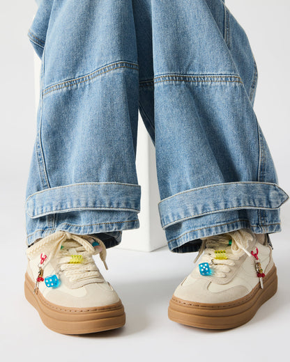 Steve Madden DODGE CHARM Bone Multi Low-Top Platform Women's Sneaker