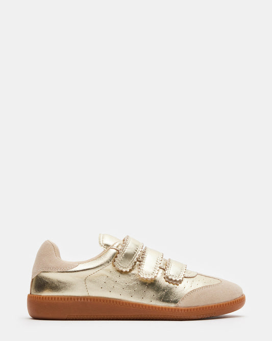 Steve Madden MOMENTUM Gold Velcro Low-Top Women's Sneakers