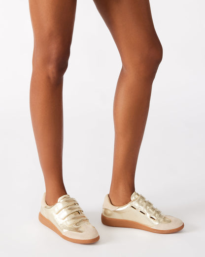 Steve Madden MOMENTUM Gold Velcro Low-Top Women's Sneakers