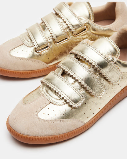 Steve Madden MOMENTUM Gold Velcro Low-Top Women's Sneakers