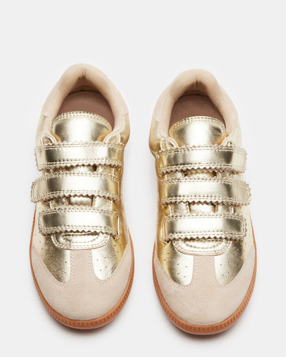 Steve Madden MOMENTUM Gold Velcro Low-Top Women's Sneakers