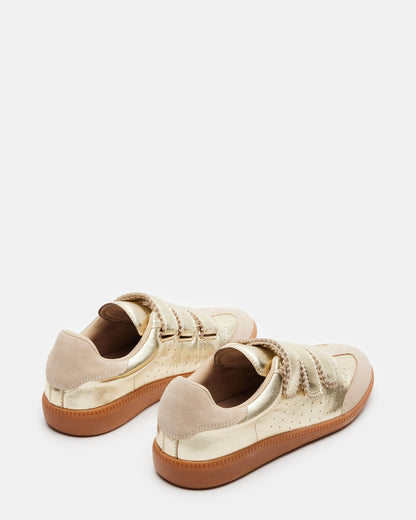 Steve Madden MOMENTUM Gold Velcro Low-Top Women's Sneakers