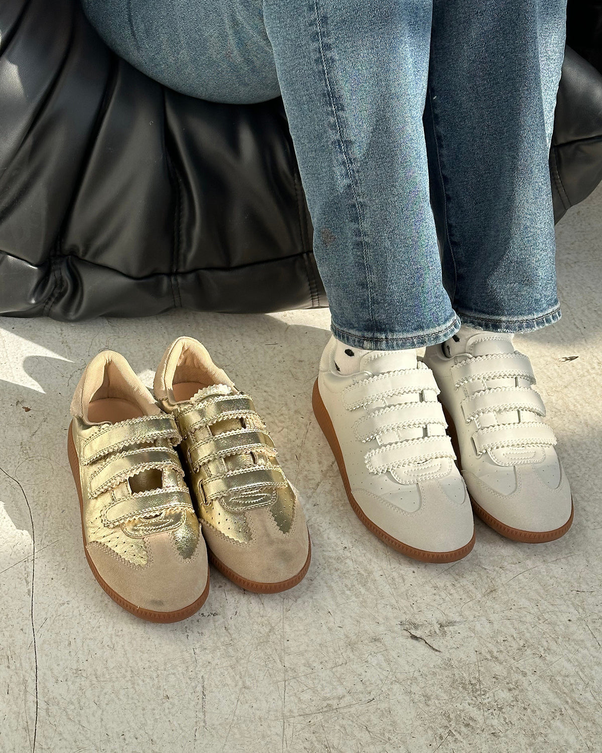 Steve Madden MOMENTUM Gold Velcro Low-Top Women's Sneakers