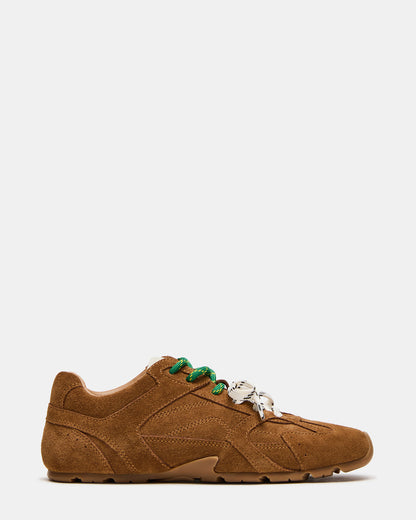 Steve Madden AZIEL Camel Suede Low-Top Lace-Up Women's Sneakers