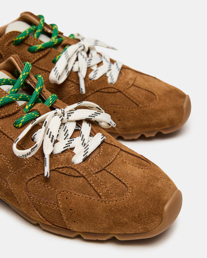 Steve Madden AZIEL Camel Suede Low-Top Lace-Up Women's Sneakers