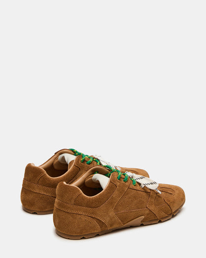 Steve Madden AZIEL Camel Suede Low-Top Lace-Up Women's Sneakers
