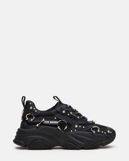 Steve Madden POSSESSION Piercing Black Platform Lace-Up Women's Sneaker