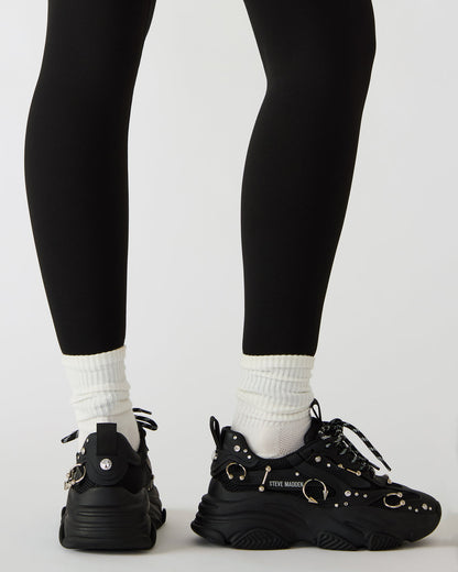 Steve Madden POSSESSION Piercing Black Platform Lace-Up Women's Sneaker