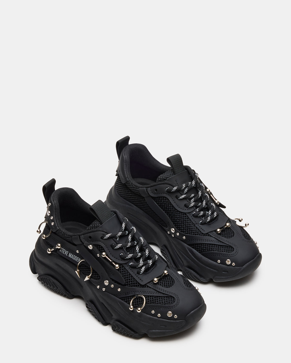 Steve Madden POSSESSION Piercing Black Platform Lace-Up Women's Sneaker