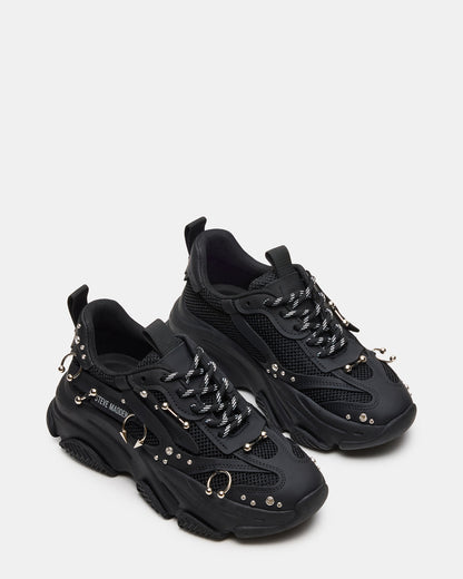 Steve Madden POSSESSION Piercing Black Platform Lace-Up Women's Sneaker