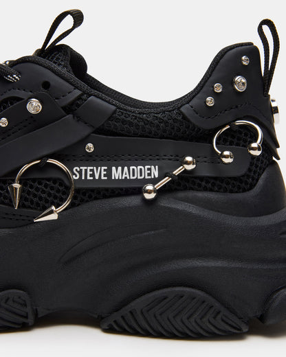 Steve Madden POSSESSION Piercing Black Platform Lace-Up Women's Sneaker