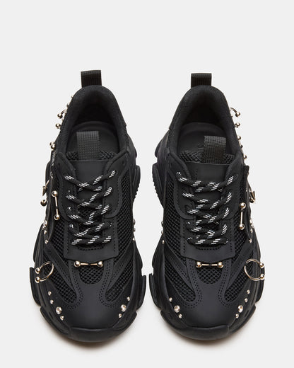 Steve Madden POSSESSION Piercing Black Platform Lace-Up Women's Sneaker