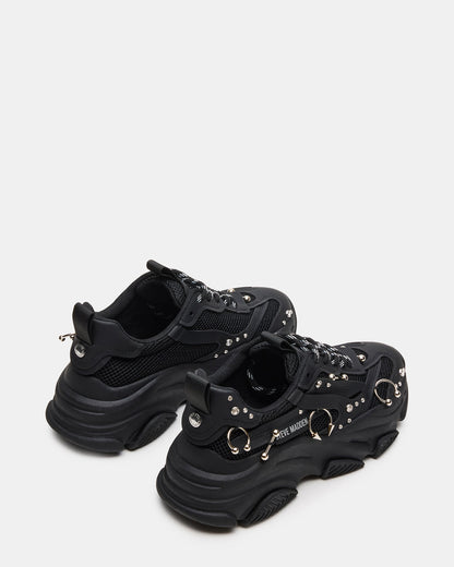Steve Madden POSSESSION Piercing Black Platform Lace-Up Women's Sneaker