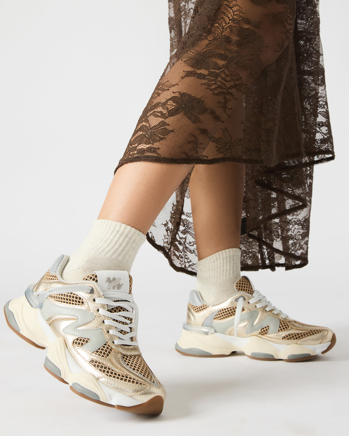 Steve Madden SEBI Gold Multi Low-Top Lace-Up Women's Sneaker