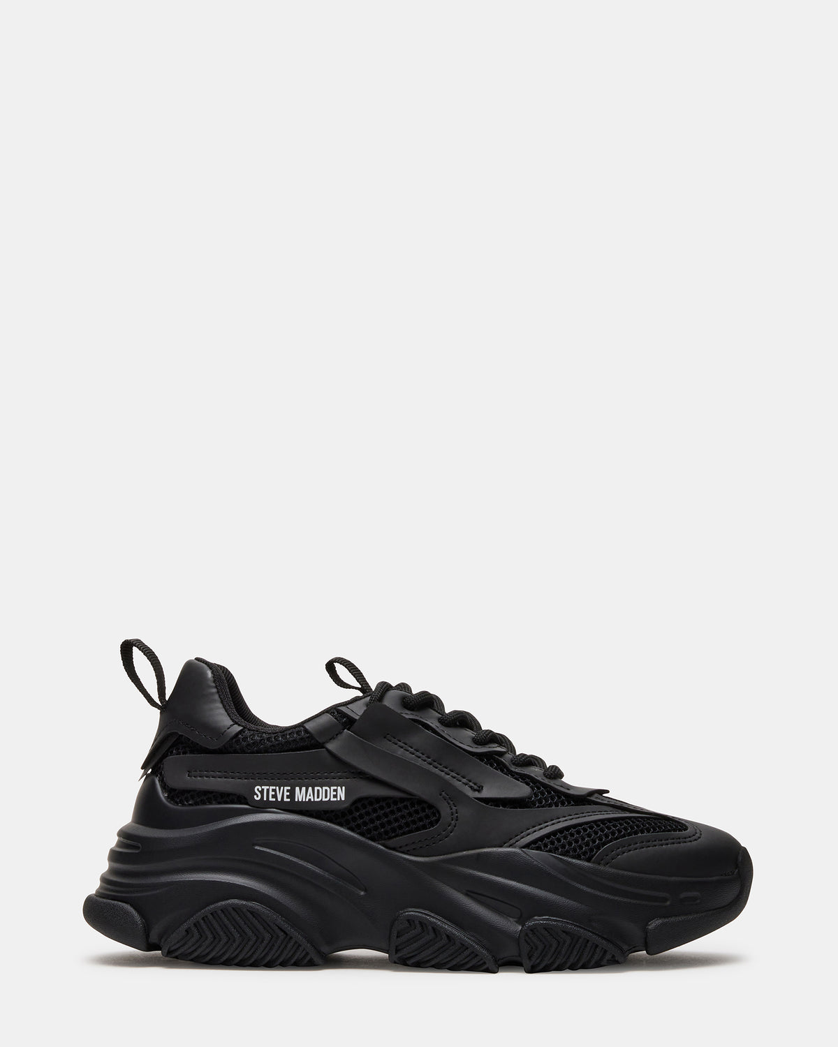 Steve Madden POSSESSION Black Platform Lace-Up Women's Sneaker