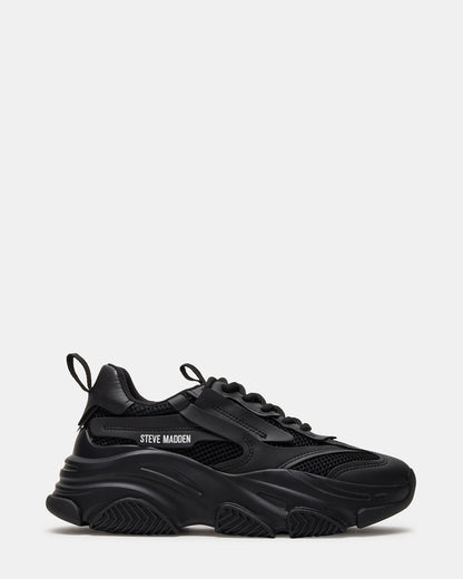 Steve Madden POSSESSION Black Platform Lace-Up Women's Sneaker