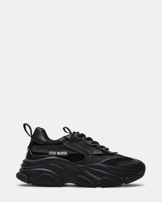 Steve Madden POSSESSION Black Platform Lace-Up Women's Sneaker