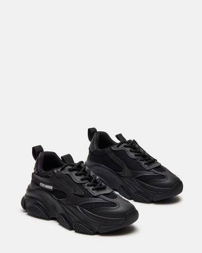 Steve Madden POSSESSION Black Platform Lace-Up Women's Sneaker