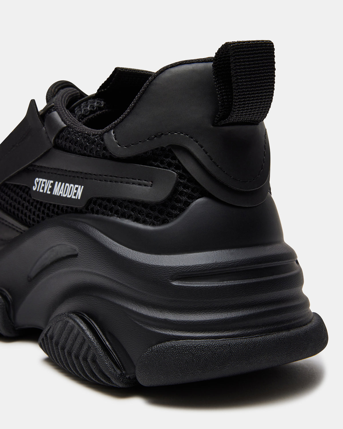 Steve Madden POSSESSION Black Platform Lace-Up Women's Sneaker