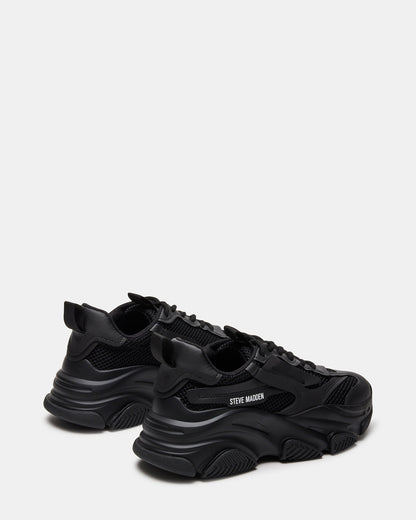 Steve Madden POSSESSION Black Platform Lace-Up Women's Sneaker