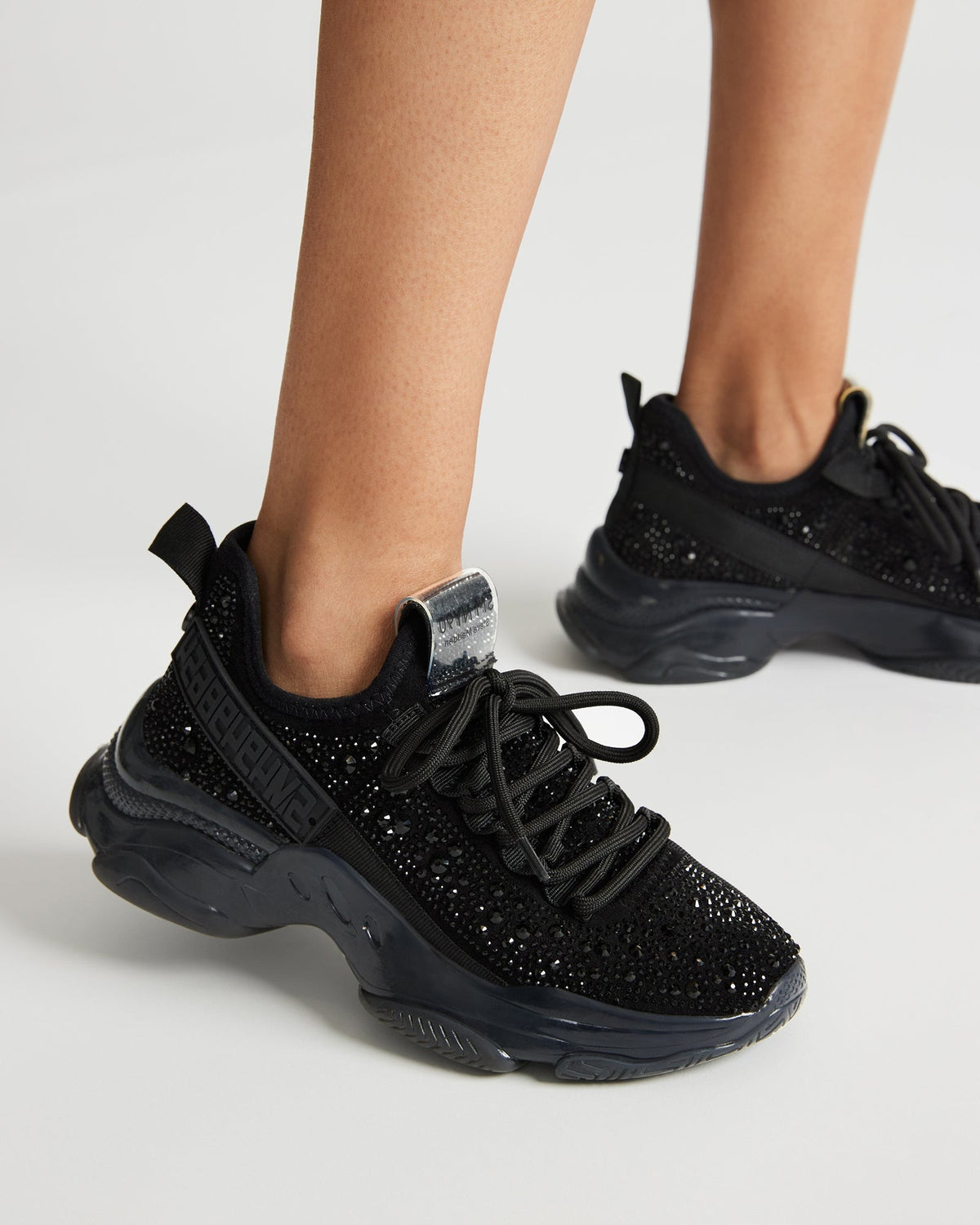 Steve Madden MAXIMA Black Rhinestones Women's Sneakers