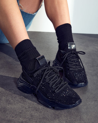 Steve Madden MAXIMA Black Rhinestones Women's Sneakers