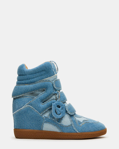 Steve Madden MAVIS Denim Multi High-Top Velcro Women's Sneaker