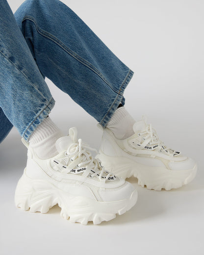Steve Madden RECOUPE White Women's Chunky Platform Low-Top Sneaker