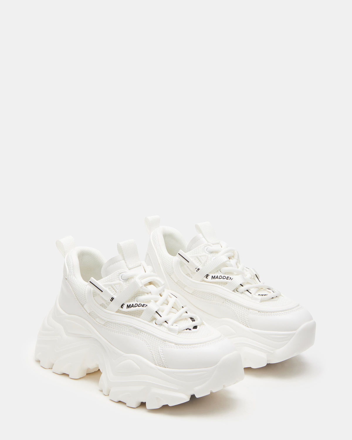 Steve Madden RECOUPE White Women's Chunky Platform Low-Top Sneaker