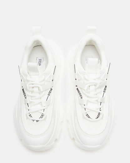 Steve Madden RECOUPE White Women's Chunky Platform Low-Top Sneaker