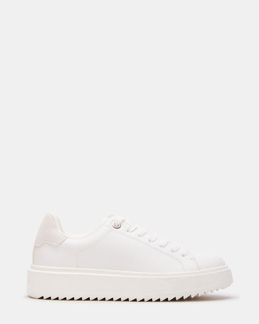 Steve Madden CATCHER White Suede Women's Low-Top Lace-Up Sneaker