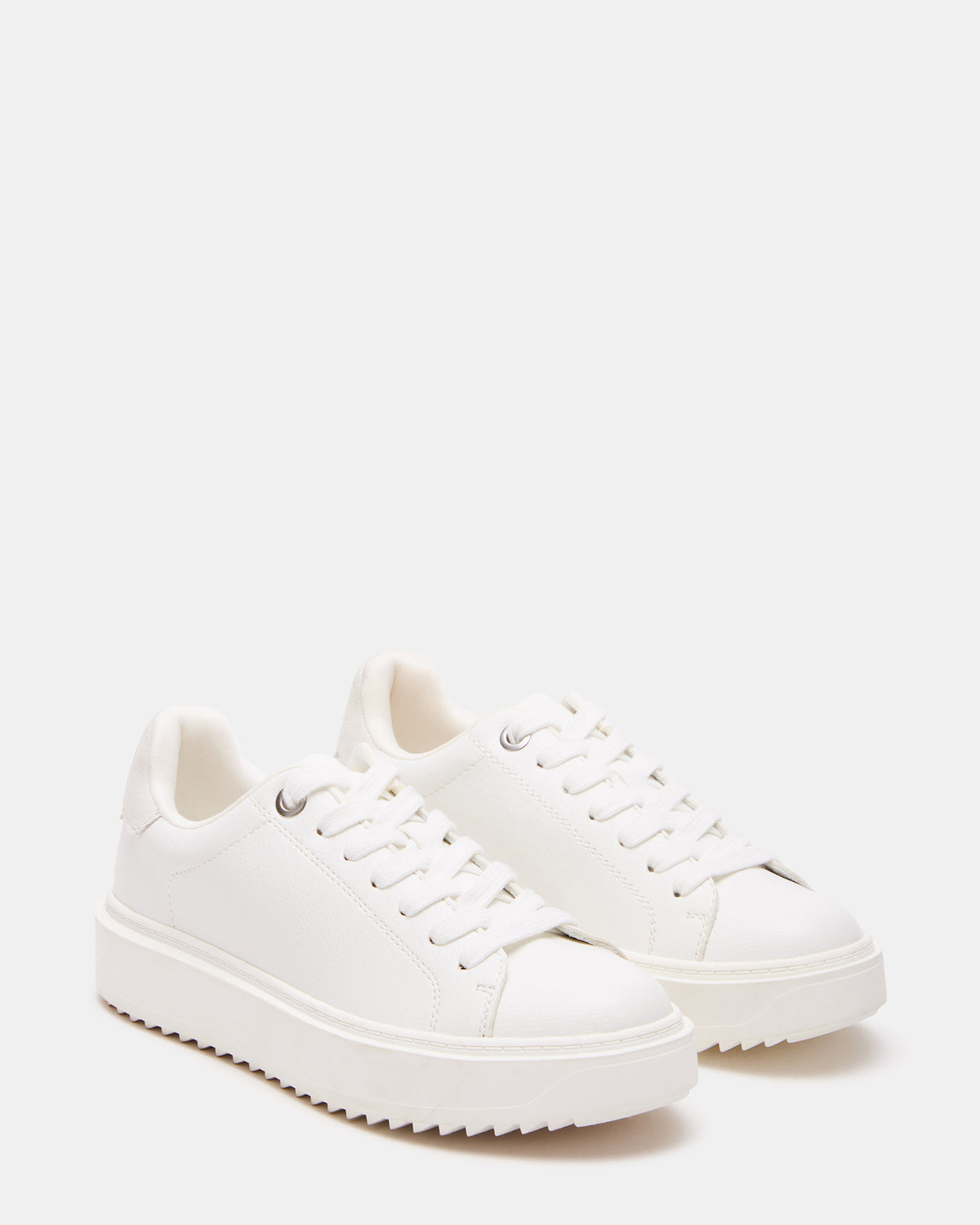 Steve Madden CATCHER White Suede Women's Low-Top Lace-Up Sneaker
