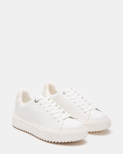 Steve Madden CATCHER White Suede Women's Low-Top Lace-Up Sneaker